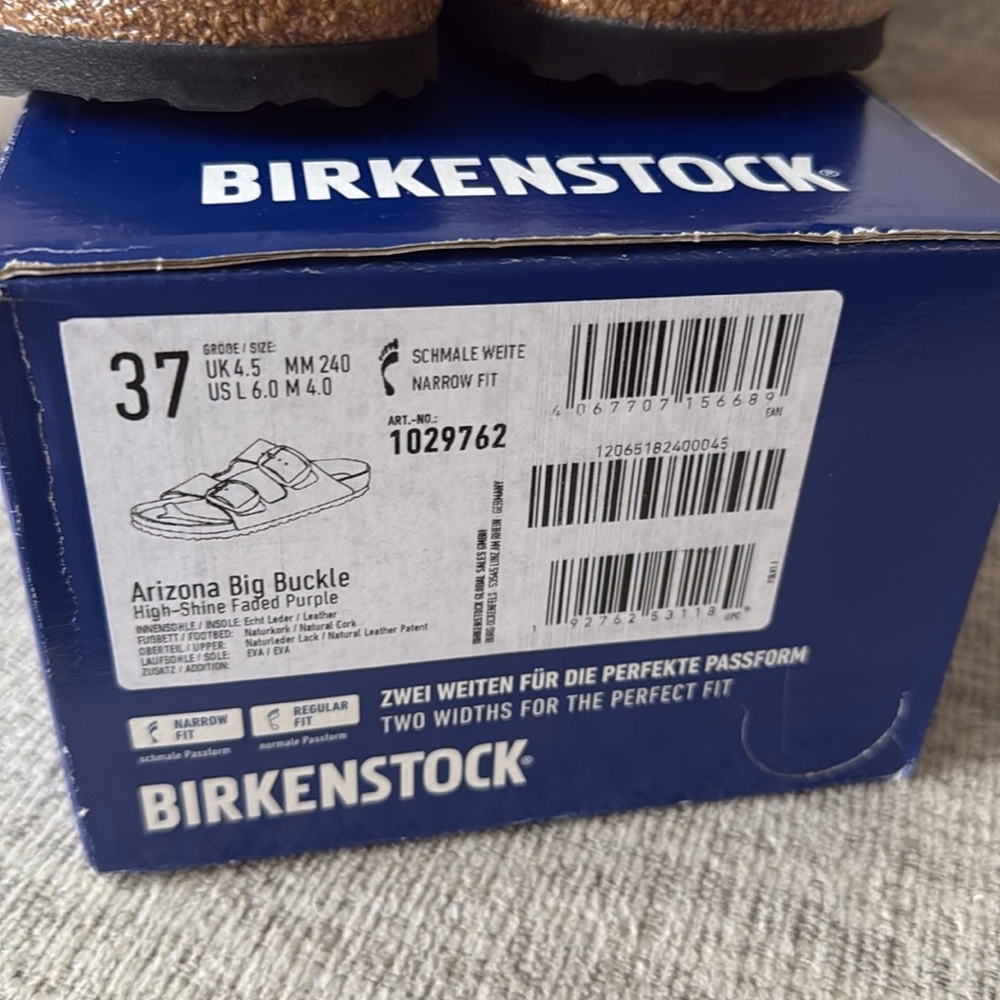 NWT Birkenstock Arizona Big Hammered Buckle High Shine Sandals Faded Purple - Picture 15 of 15